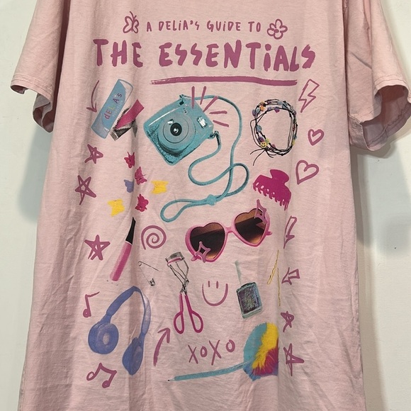 Delia’s Girl Summer Graphic Tee oversized women’s size xs pink t-shirt - Picture 3 of 6